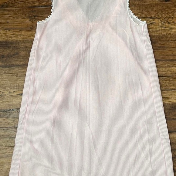 Vintage Pink White Striped Nightgown Women Large Cottagecore 90s Coquette Fairy - Picture 5 of 6